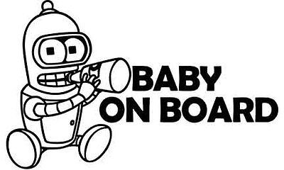 Baby Bender on Board! Cute baby Vinyl Car Sticker Futurama 6.5x9''