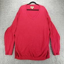 The Foundry Supply Co Sweater Mens 4XLT Red 100% Cotton V Neck Pullover