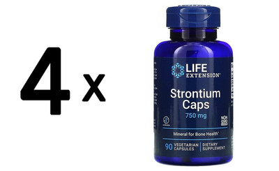 4 x Life Extension Strontium Caps, 750mg - 90 vcaps (208,19 EUR/kg)