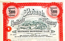 Potash Syndicate of Germany Bond 1929 Deutsches Kalisyndikat GmbH Złota obligacja