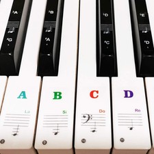 Piano Keyboard Stickers for 88/61/54/49/37 Key, Bold Large Letter Multicolor