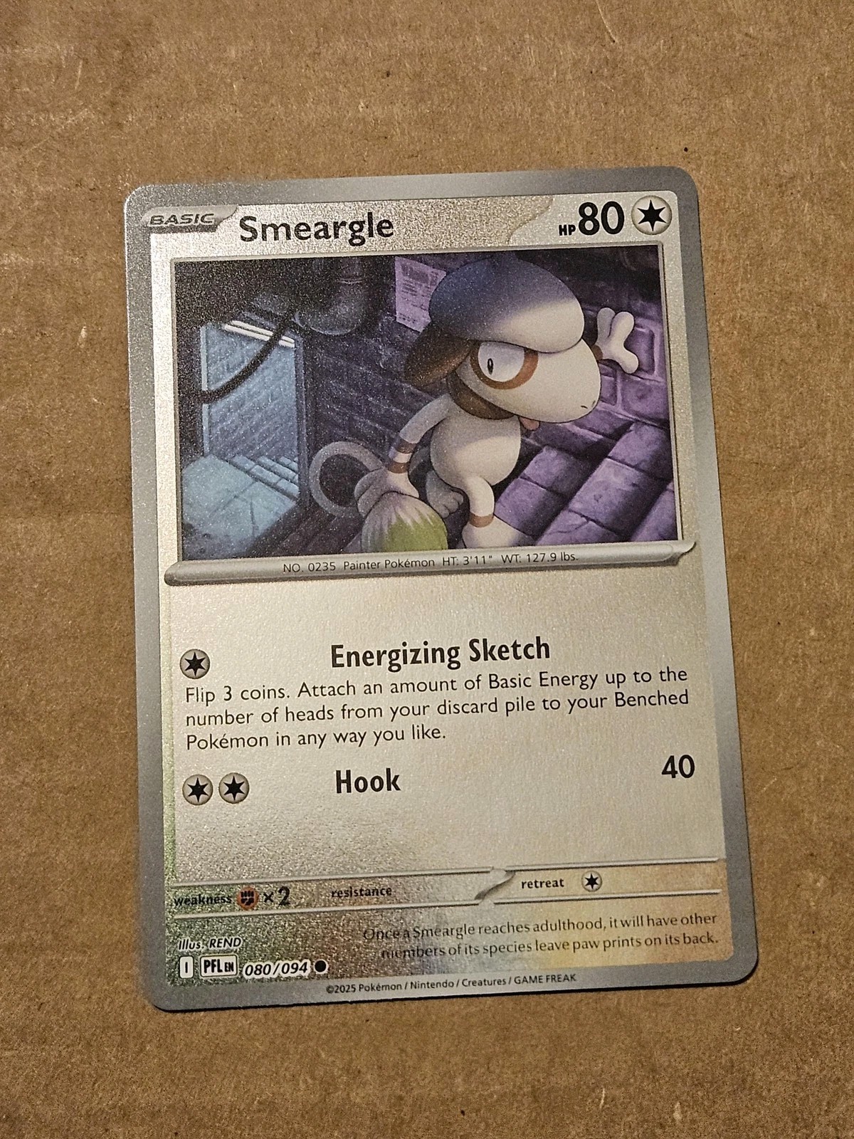 Pokemon TCG Smeargle 080/094 PFL EN Reverse Holo HP80 Near Mint Card
