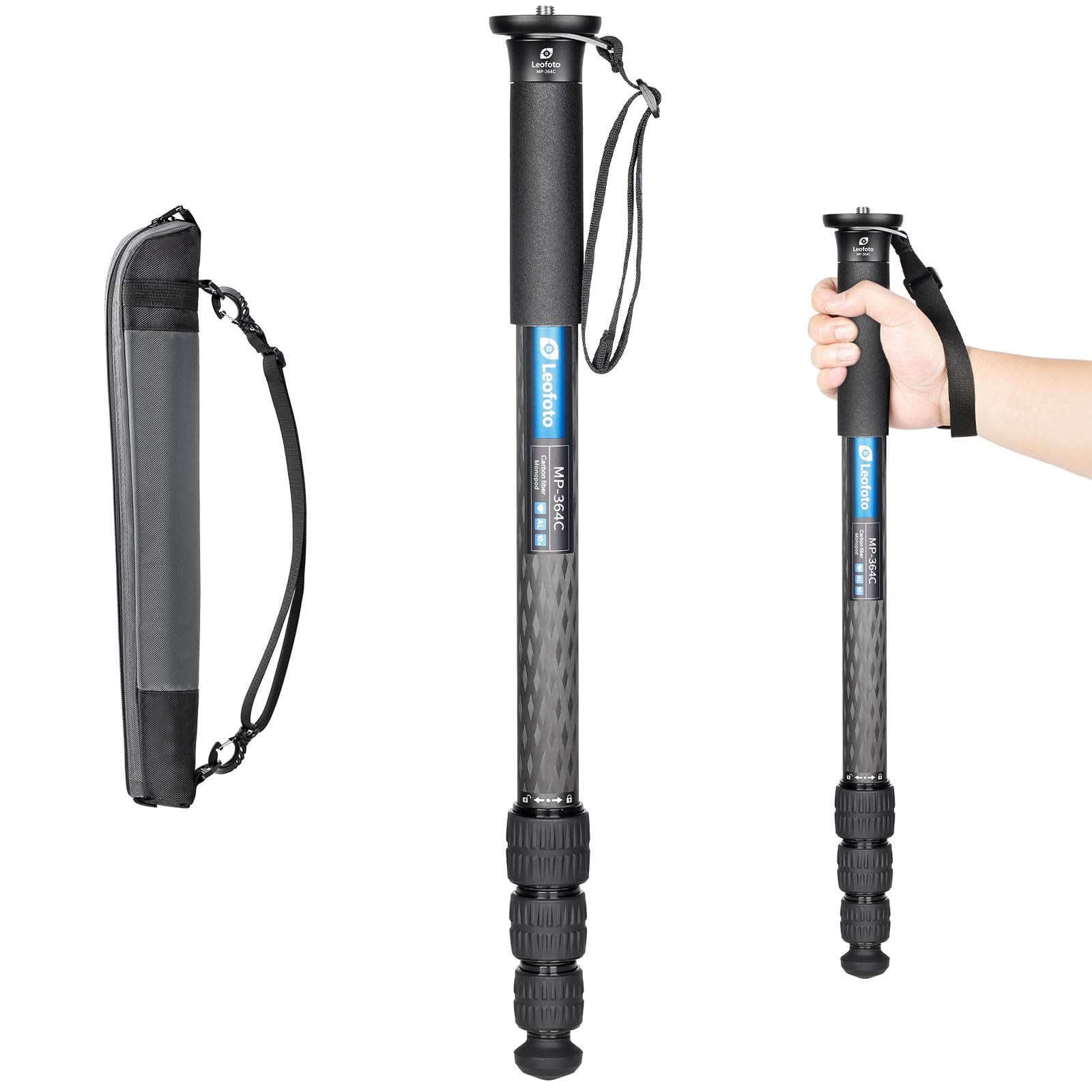 Monopode en carbone haute résistance 20 kg capacité avec hauteur de 185 cm