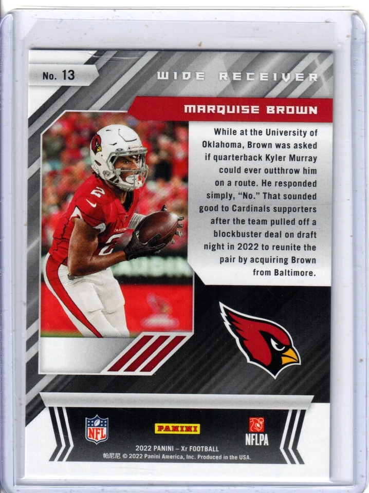 2022 Panini XR Blue /199 Marquise Brown #13 - Image 2 of 2