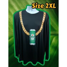 T-shirt grafica Heineken logo birra nera manica lunga elasticizzata taglia 2XL