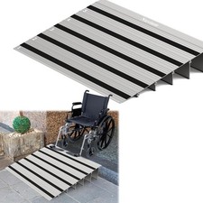 Nuvium 5" Rise Door Threshold Ramp Adjustable, 800lb, Aluminum Anti-Slip