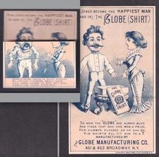 Globe Shirt Metamorphic Victorian Trade Card Before & After Mrs Jones SR.C.Gs