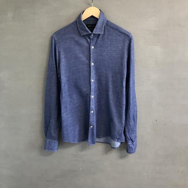 Men Massimo Dutti Shirt Navy Cotton 38 / M / 46 #1V1N