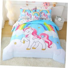 Unicorn Twin Bedding Sets for Girls Kids,6 Twin 6-Piece Unicorn Blue Sky