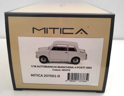 MYTHICAL MODELS 1:18 CAR AUTOBIANCHI BIANCHINA 4 SEATER 1962 WHITE ART 207001-D