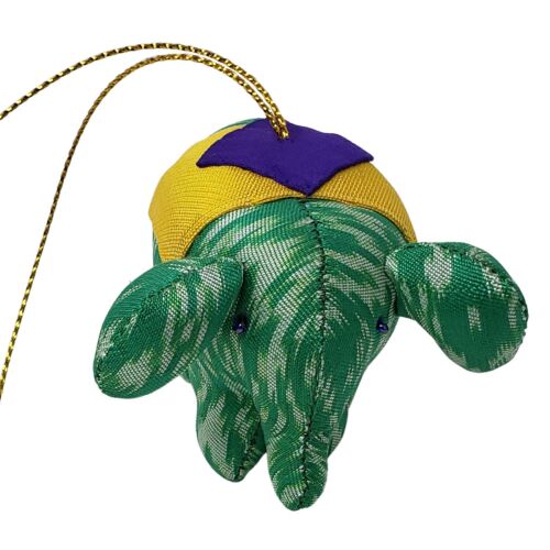 Elephant Stuffed Holiday Ornament Hanging Decoration Green Yellow Purple 3inch - Picture 1 of 14