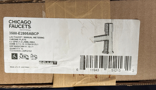 Chicago Faucet 3500-E2805ABCP Single-Hole Metering Lavatory Faucet Push Handle