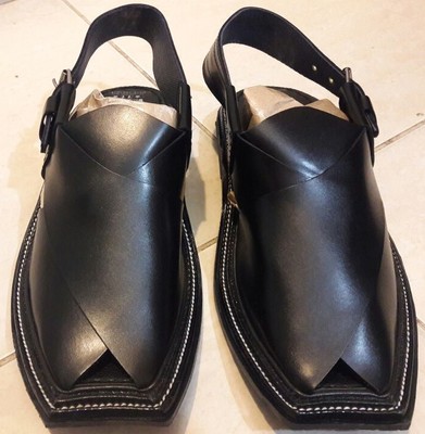 Pesahawari HandMade Leather Charsaddah Chappal Black Eid
