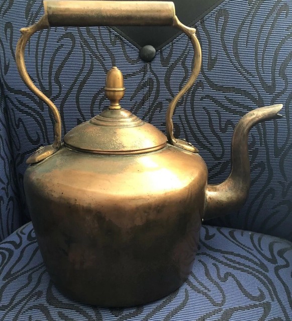 Wonderful Mid 19th c. Hand Made Copper Gooseneck Tea Kettle 12” Tall eBay
