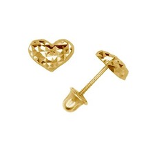 14k Solid Gold Love 6.5x5mm Heart Screw Back Stud Earrings