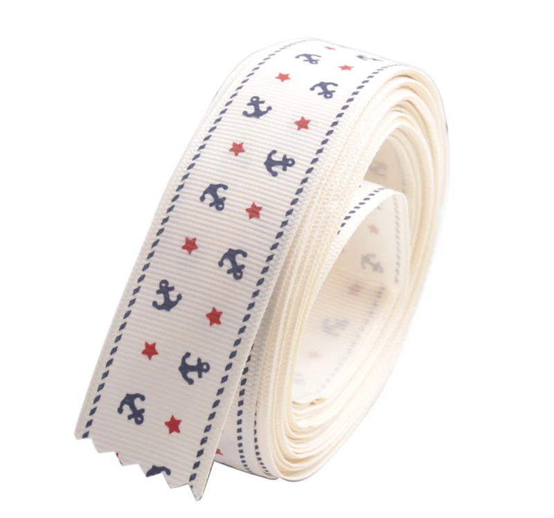 10 Meters Of 25mm Anchor Star Printing Craft Satin Ribbon - Image 2 of 4
