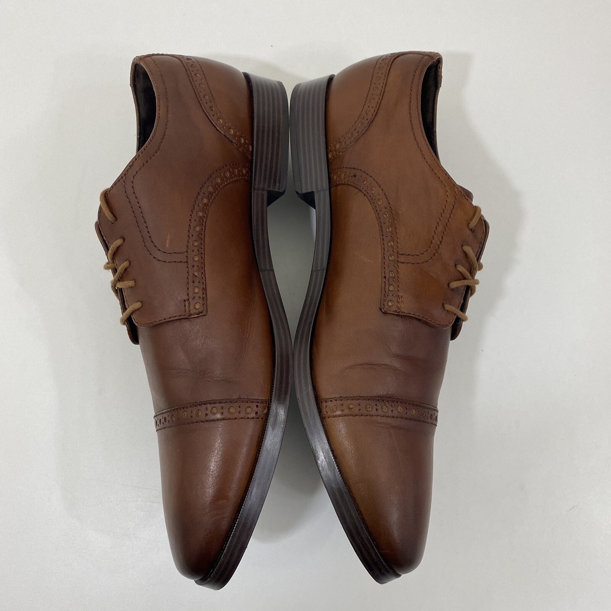 Cole Haan Shoes Mens 12 Brown Leather Grand OS Cap Toe Derby Oxford Dress Brogue Cole Haan Mens Oxford Shoes - Etsy main image 2