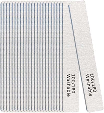 Nail File, 24 Pack Professional Reusable Washable Nail Files, 100/180 Grit Doubl