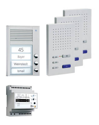 TCS PPAF03-EN Türsprechanlage Set 3 Teilnehmer 2-Draht Sprechanlage Freisprechen