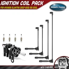 1x Ignition Coil & 4x Iridium Spark Plugs &4x Wires for Hyundai Elantra Kia 2.0L