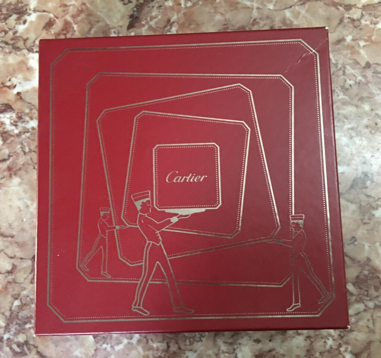 Cartier Red Gold Luxury Empty Gift Box 8.5x8.5x2.75 Inches-image