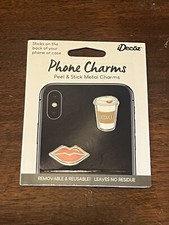 Idec z Coffee Lips Peel  Stick Metal Phone Charms Removable Reusable NEW