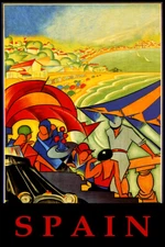 Spain Summer Party Fun Beach View Sailing Tourism Vintage Poster Repro FREE S/H