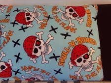 TODDLER PILLOWCASE HALLOWEEN SKULL-N-BONES/BLACK CUFF 12 X 18  #44832