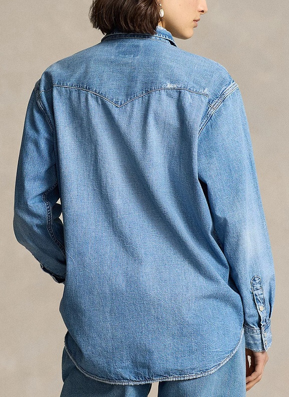 Polo Ralph Lauren Women's Iconic Denim Big Fit Western Shirt
