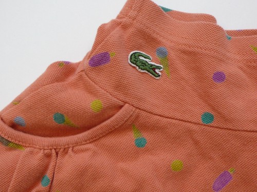 LACOSTE Girls Orange Ice Cream Print Cotton Pique A-Line Skirt Sz S 4 - Picture 2 of 4
