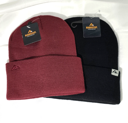 Chapeau tricot acrylique super doux adulte unisexe Ridgecut lot de 2 noir et rouge tibétain