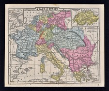 1863 Cornell Map  France Germany Austria Italy Turkey Holland Switzerland Europe