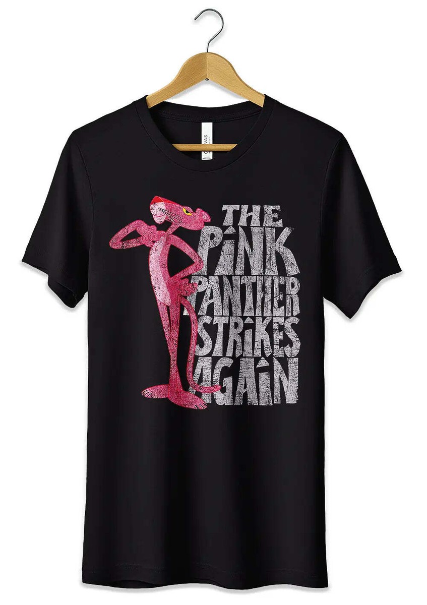 T Shirt Maglia Pantera Rosa T-Shirt Nera Donna Pink Panther Print