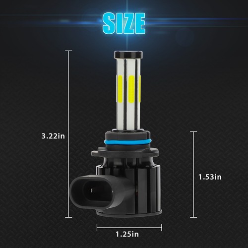 2x 6-sides 9012 HIR2 COB LED Headlight Bulbs Kit High Low Beam 6500K Super White - Picture 9 of 10
