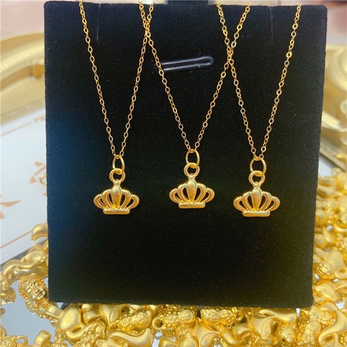 1 Stck. Reines 24K Gelbgold Anhänger Frauen 3D Hartgold Klein Imperior Krone Charm - Bild 2 von 6