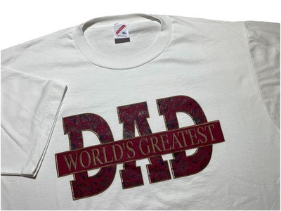 Vintage Worlds Greatest Dad Jerzees Single Stitch White T-shirt XL 80s 90s