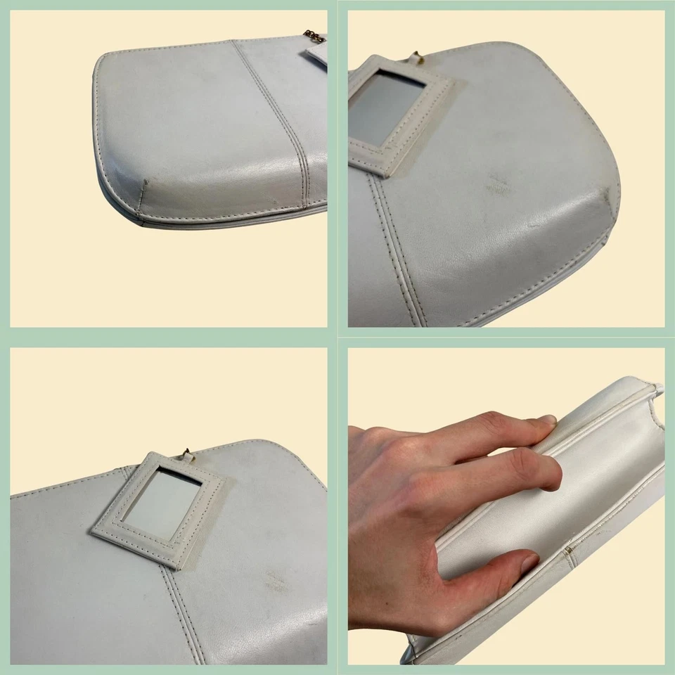 Bolsa de mão de couro branca dos anos 90 da Naturalizer, embreagem de couro branco vintage dos anos 90 - Imagem 4 de 4