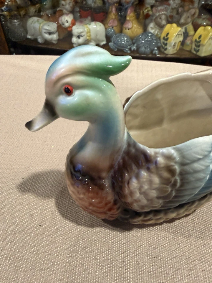 Винтажная керамическая разноцветная сеялка для цветов уток с ручной росписью - Изображение 4 из 4