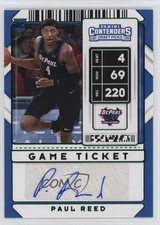 2020-21 Panini Contenders Draft Picks Game Ticket Green Paul Reed #93 Auto 0z65