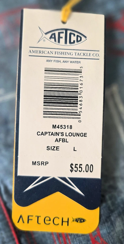 AFTCO "CAPTAIN'S LOUNGE" - CAMISA DISEÑO GRÁFICO BARCO VENTILADO SS - TALLA L - NUEVA Foto 4 de 4