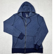 Gap Mens Large Waffle Zip Hoodie Elysian Blue Thermal Full Zip Jacket Size L