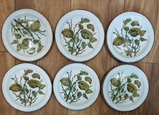 6 Midwinter Stonehenge Greenleaves 18cm Side Plates 1970’s