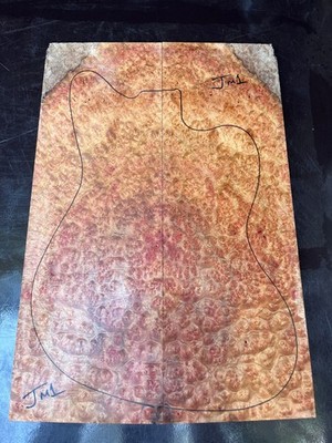 CAMPHOR BURL Bookmatched Gitarre Drop Top Set 555 x 390 x 8 mm JM1