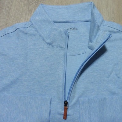 MIZZEN MAIN Mens L LARGE PULLOVER 1/4 ZIP AQUA BLUE