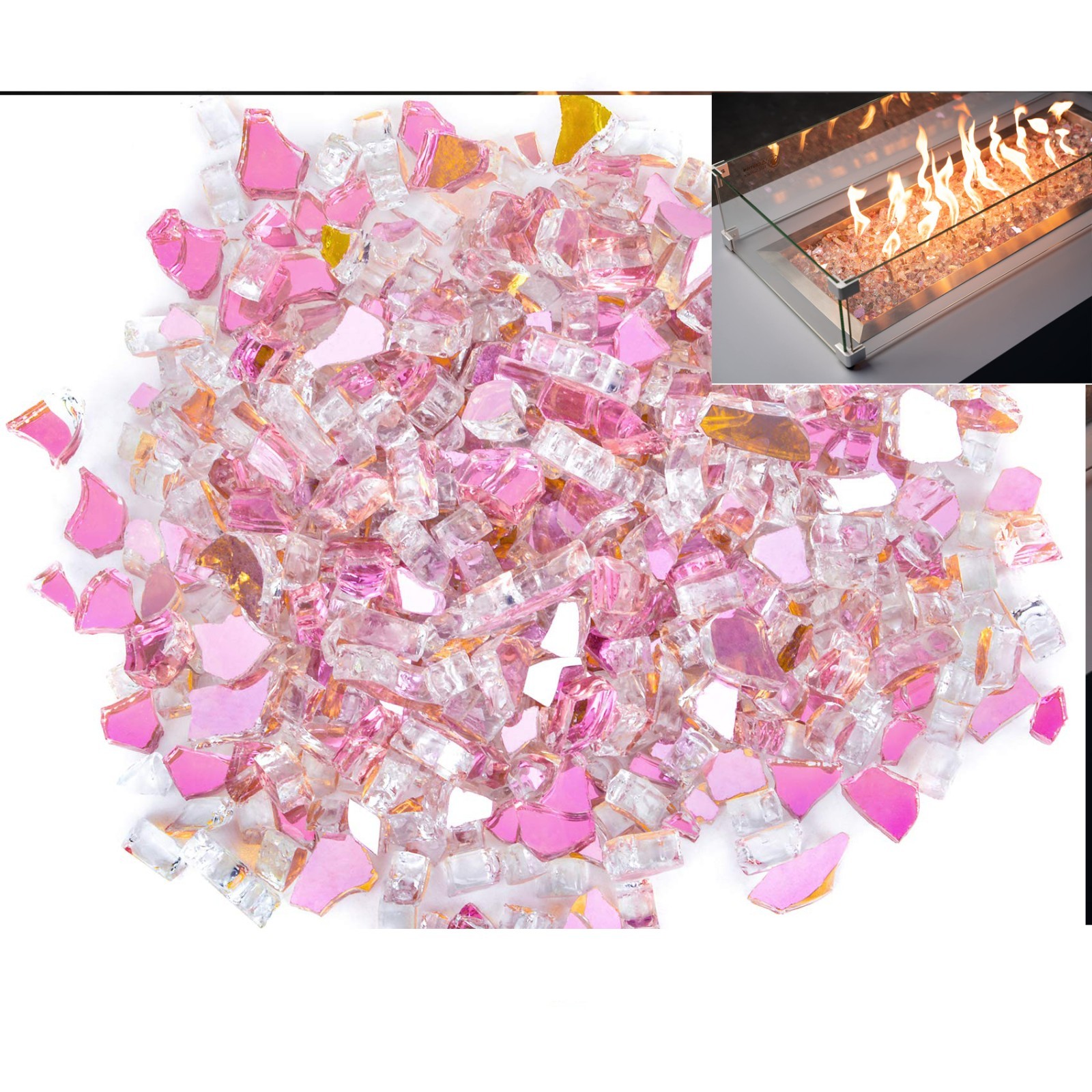 Pink Reflective glass  Tempered glass Fire pits crafts 1Kg Art and Crafts