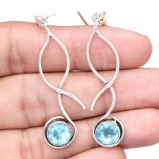 Schweizer blauer Quarz Edelstein Geschenk für sie Silberschmuck Ohrringe...