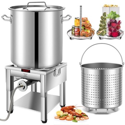 40QT Stainless Steel Stock Pot,Turkey Fry Pot,200,000BTU Propane Burner