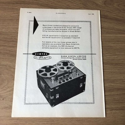 GRAM190 MAGAZINWERBUNG 11X8 AMPEX 351 TONBANDGERÄTE