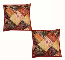 16"-2 Hand Embroidered Patchwork Cotton Pillow Case Cover Cushion Covers Throw