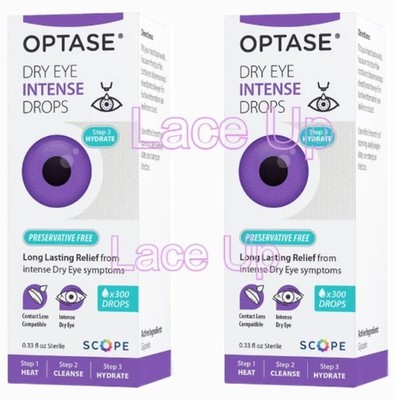 (2) OPTASE Dry Eye Intense 300 drops each, 0.33 fl oz Bottle ** Expire 07/2027